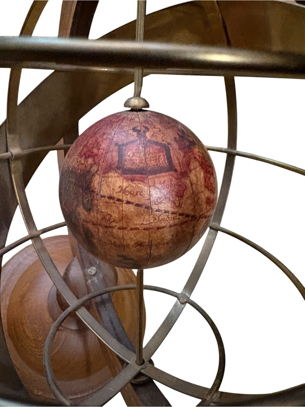 Vintage Decorative Armillary Sphere in Warm Brown and Brass - Picture 5 of 16